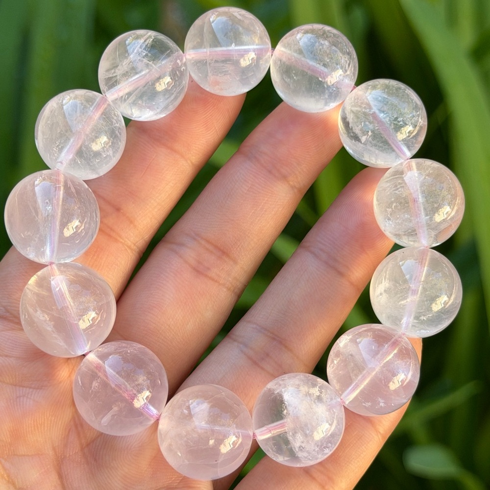 17mm chunky high quality rose quartz bracelet 0596‎